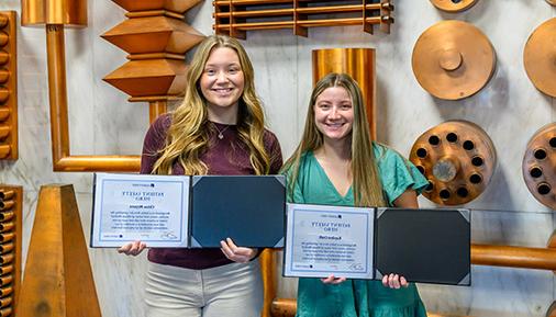 Chloe Myers and Kayden Craft with their awards